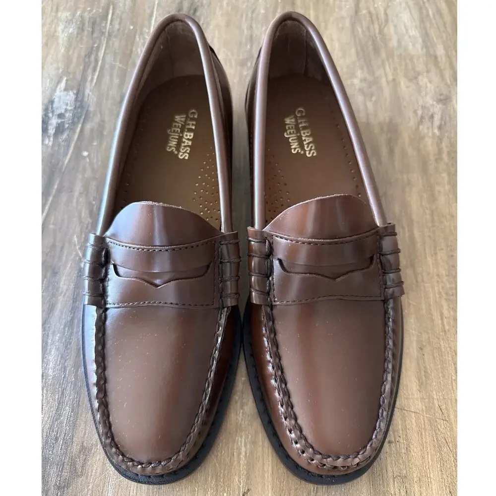 G.H. Bass & Co. Classic Leather Penny Loafers in Chestnut Brown